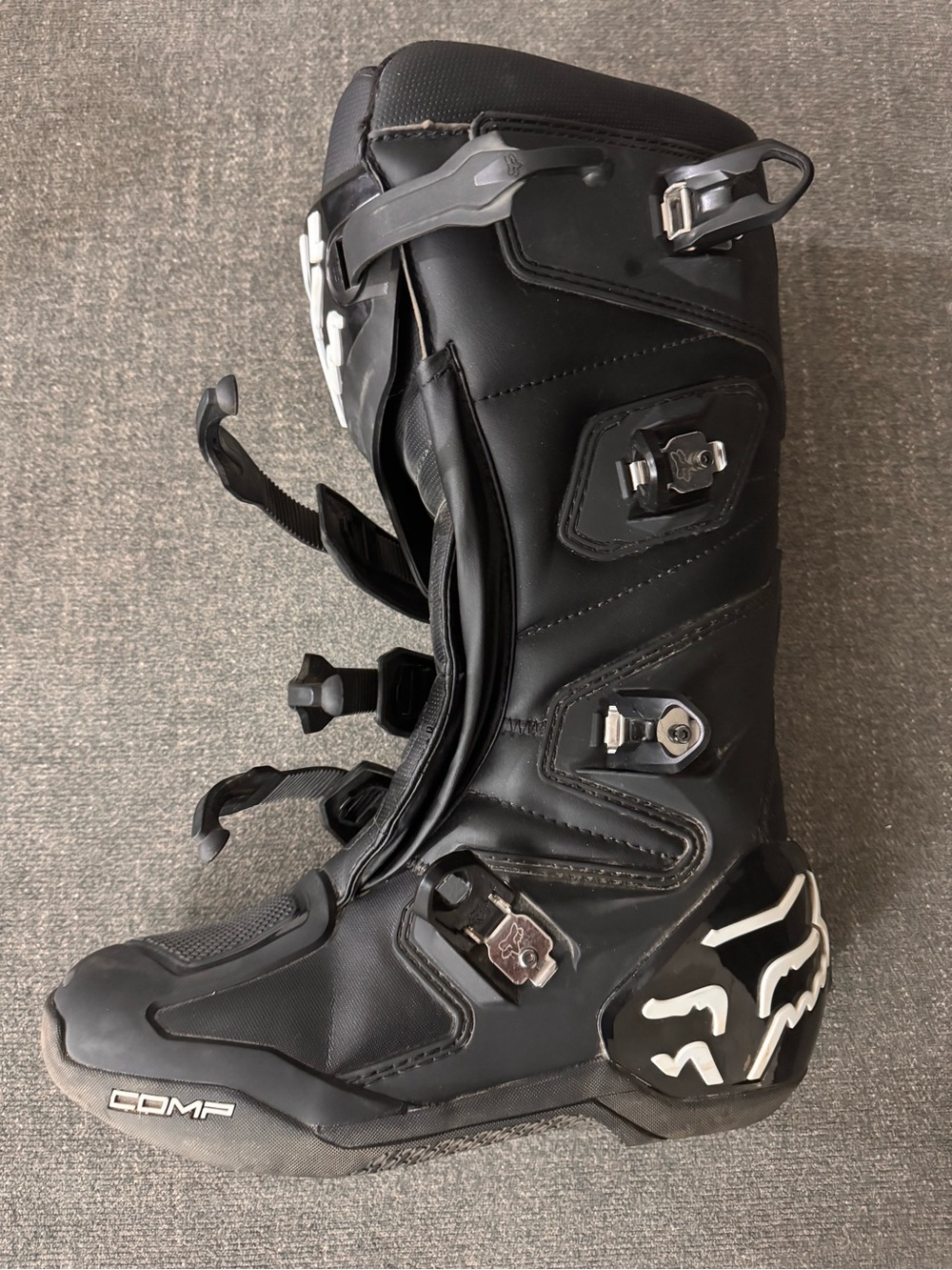 Fox Black Men's Off-Road Motocross Boots with White Accents